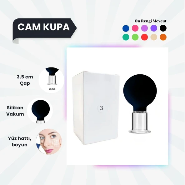 Silikon Vakumlu Cam Yüz Masaj Kupası No:3 Siyah ürün görseli 1