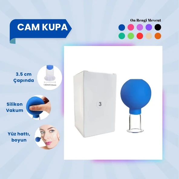 Silikon Vakumlu Cam Yüz Masaj Kupası No:3 Mavi ürün görseli 1