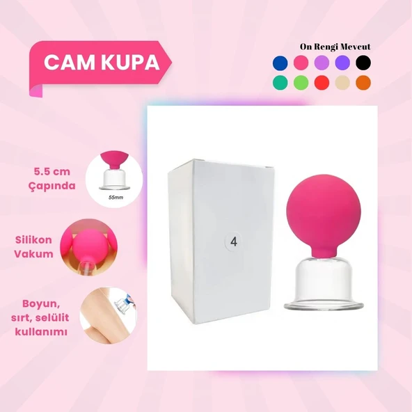 Silikon Vakumlu Cam Yüz Masaj Kupası No:4 Pembe ürün görseli 1