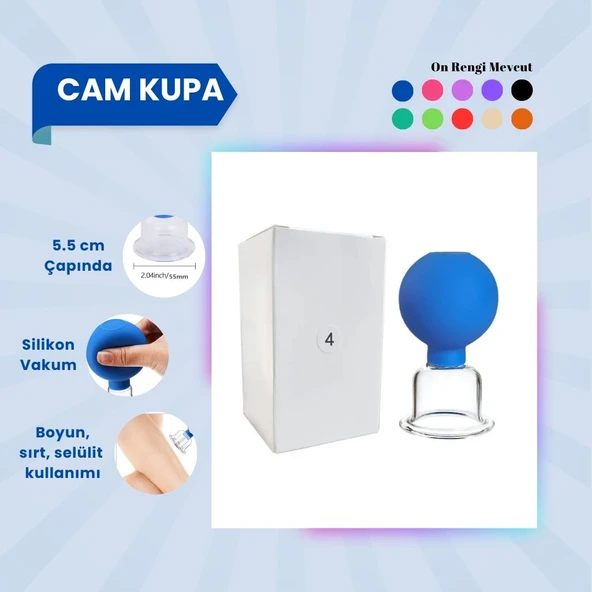 Silikon Vakumlu Cam Yüz Masaj Kupası No:4 Mavi ürün görseli 1