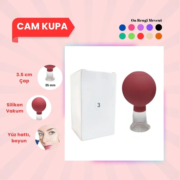 Silikon Vakumlu Cam Yüz Masaj Kupası No:3 Kırmızı ürün görseli 1