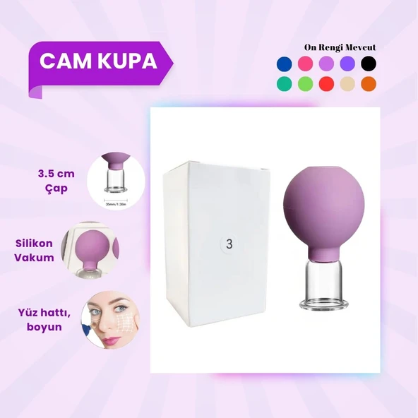 Silikon Vakumlu Cam Yüz Masaj Kupası No:3 Mor ürün görseli 1