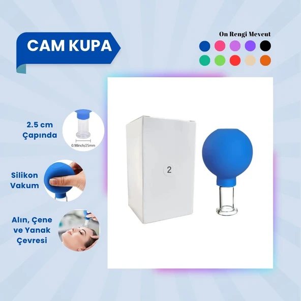 Silikon Vakumlu Cam Yüz Masaj Kupası No:2 Mavi ürün görseli 1