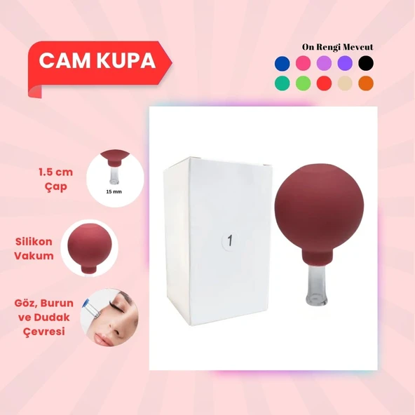 Silikon Vakumlu Cam Yüz Masaj Kupası No:1 Kırmızı ürün görseli 1