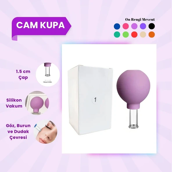 Silikon Vakumlu Cam Yüz Masaj Kupası No:1 Mor ürün görseli 1