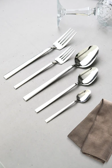 Lugga Doğa Yemek - Tatlı Çatal Kaşık ve Çay Kaşık Takımı 6 Kişilik 30 Parça ürün görseli 1