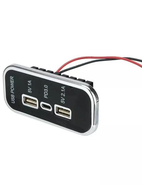 Type-C USB 3 Portlu Araç Şarj Soketi Adaptörü 12V-24V ürün görseli 1
