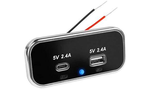 Type-C USB 2 Portlu Araç Şarj Soketi Adaptörü 12V-24V (Model 3) ürün görseli 1