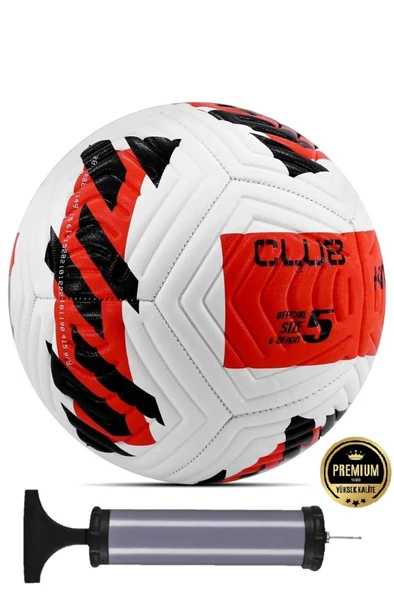 Kırmızı Yeni Desenli Futbol Topu 4 Astarlı No:5 480 Gr + Pompa Hediyeli X507 ürün görseli 1