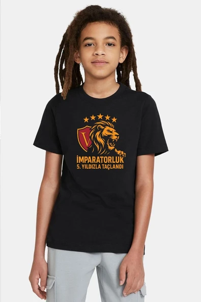 5 Yıldız Sarı Kırmızı İmparatorluk Siyah Çocuk Tshirt ürün görseli 1