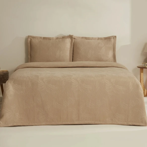 Karaca Home Olivia Çift Kişilik Yatak Örtüsü Seti Bej ürün görseli 1