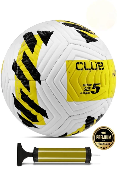 Sarı Yeni Desenli Futbol Topu 4 Astarlı No:5 480 Gr + Pompa Hediyeli X507 ürün görseli 1