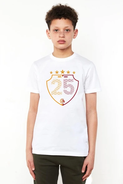 25 Şampiyonluk Shield Beyaz Çocuk Bisikletyaka Tshirt ürün görseli 1