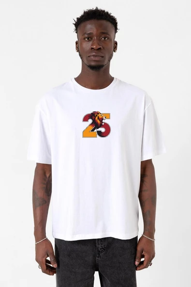25 Aslan Beyaz Erkek Oversize Tshirt ürün görseli 1