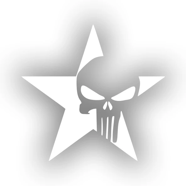 Yıldız Punisher Kurukafa Sticker 17x17 Cm Beyaz ürün görseli 1