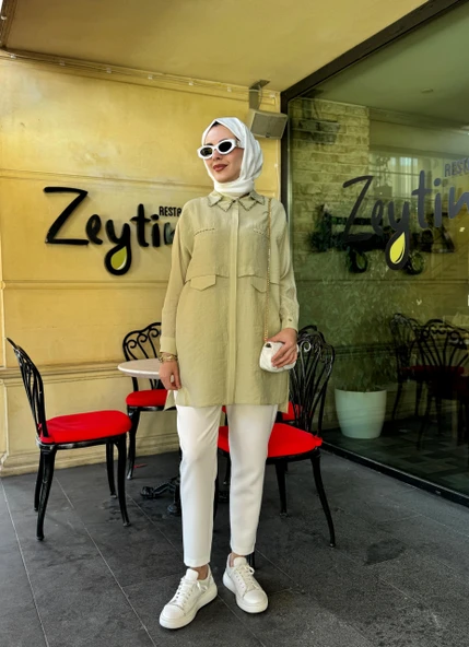 ÇİFT YAKALI TAŞLI GÖMLEK - Resim 7