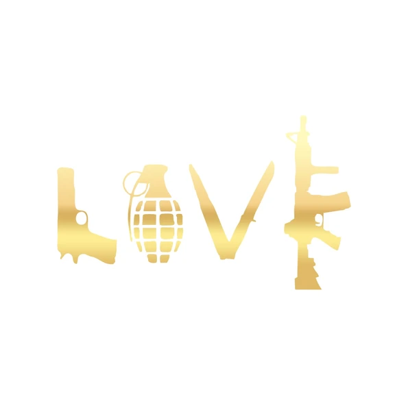 Love Silahlar Sticker 17x17 Cm Gold ürün görseli 1
