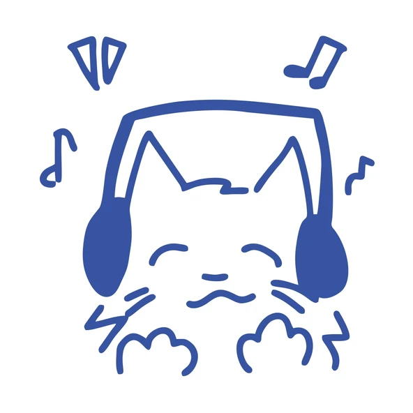 Müzik Dinleyen Kedi Sticker 17x17 Cm Mavi ürün görseli 1