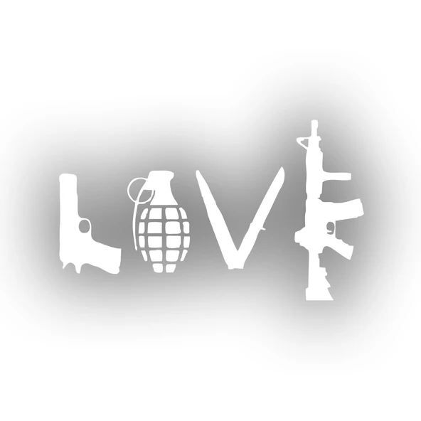 Love Silahlar Sticker 17x17 Cm Beyaz ürün görseli 1