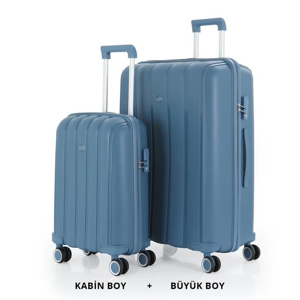 Mçs Valiz Büyük ve Kabin Kırılmaz PP Silikon SkyBlue ürün görseli 1