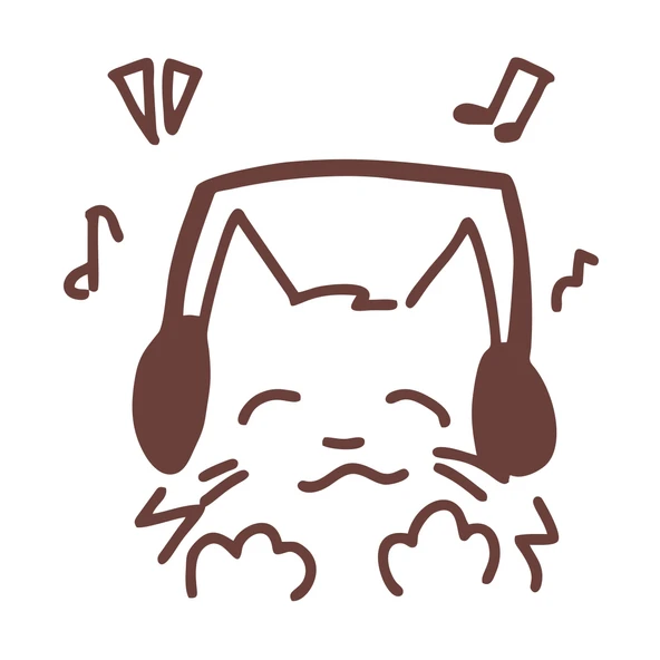 Müzik Dinleyen Kedi Sticker 17x17 Cm Kahverengi ürün görseli 1
