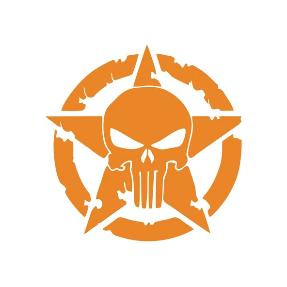 Yıldız Punisher Kurukafa Sticker 17x17 Cm Turuncu ürün görseli 1