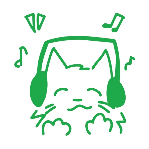 Müzik Dinleyen Kedi Sticker 17x17 Cm Yeşil ürün görseli 1