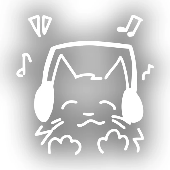 Müzik Dinleyen Kedi Sticker 17x17 Cm Beyaz ürün görseli 1