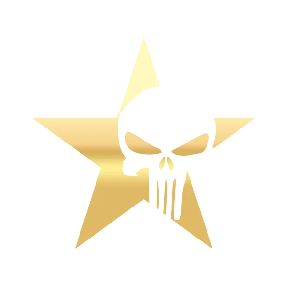 Yıldız Punisher Kurukafa Sticker 17x17 Cm Gold ürün görseli 1