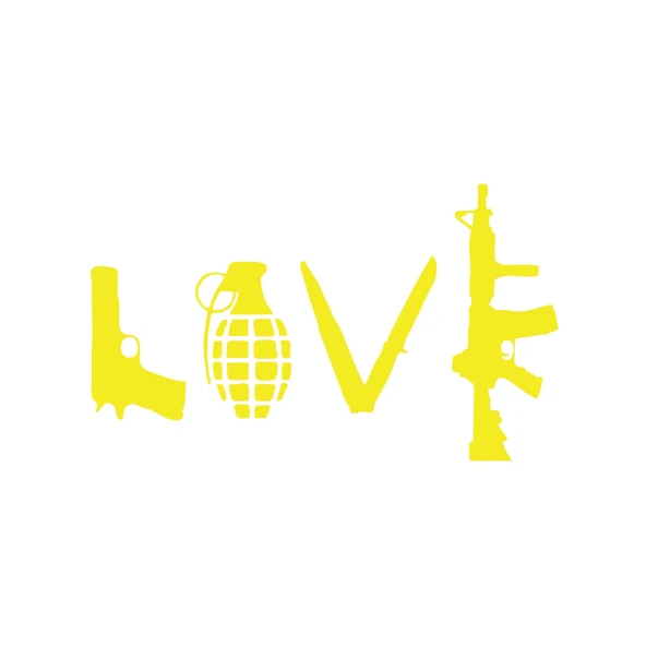 Love Silahlar Sticker 17x17 Cm Sarı ürün görseli 1