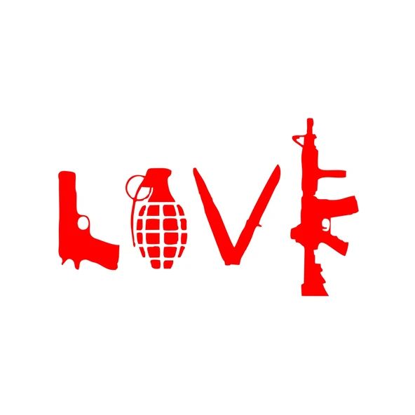 Love Silahlar Sticker 17x17 Cm Kırmızı ürün görseli 1