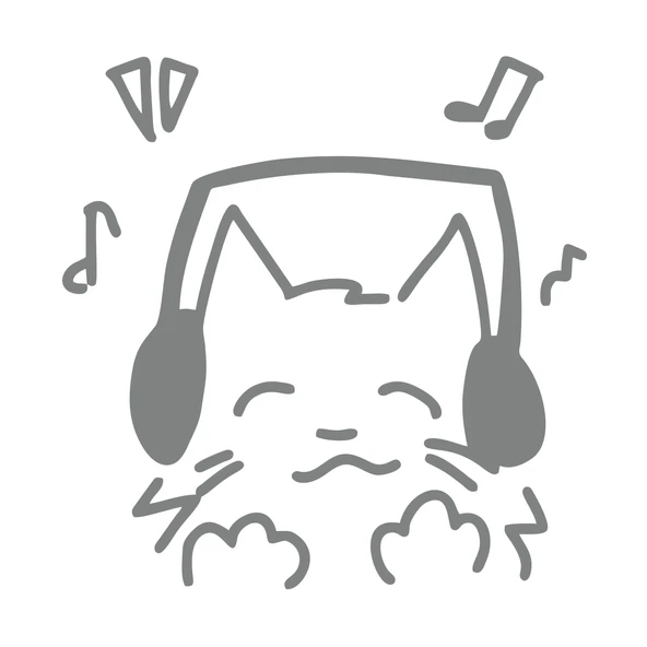 Müzik Dinleyen Kedi Sticker 17x17 Cm Gri ürün görseli 1