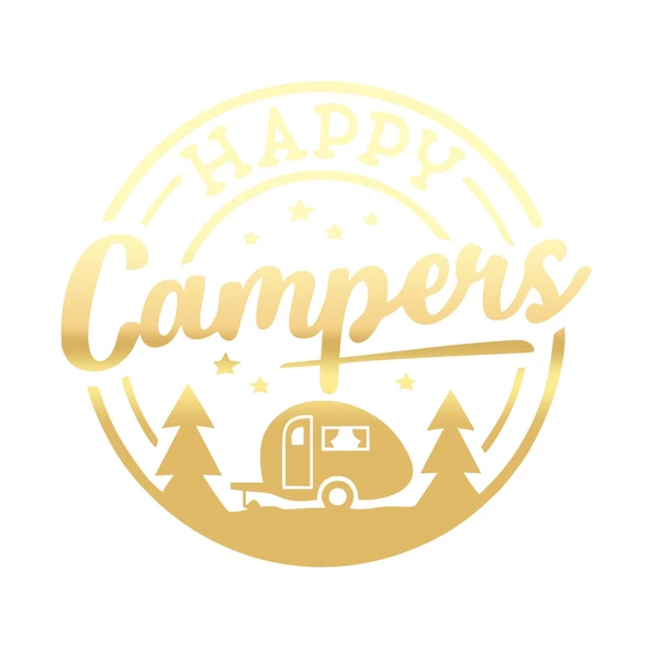 Happy Campers Sticker 17x17 Cm Gold ürün görseli 1