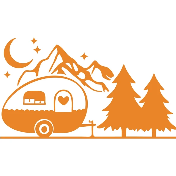 Karavan Dağlar Sticker 17x17 Cm Turuncu ürün görseli 1