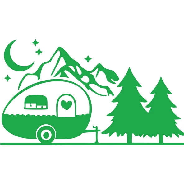 Karavan Dağlar Sticker 17x17 Cm Yeşil ürün görseli 1