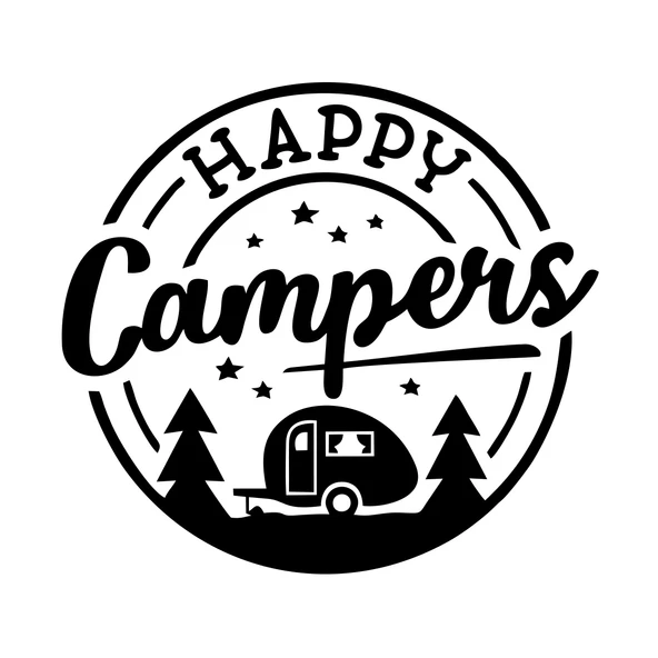 Happy Campers Sticker 17x17 Cm Siyah ürün görseli 1