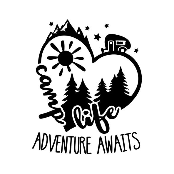 Camp Life Sticker 17x17 Cm Siyah ürün görseli 1