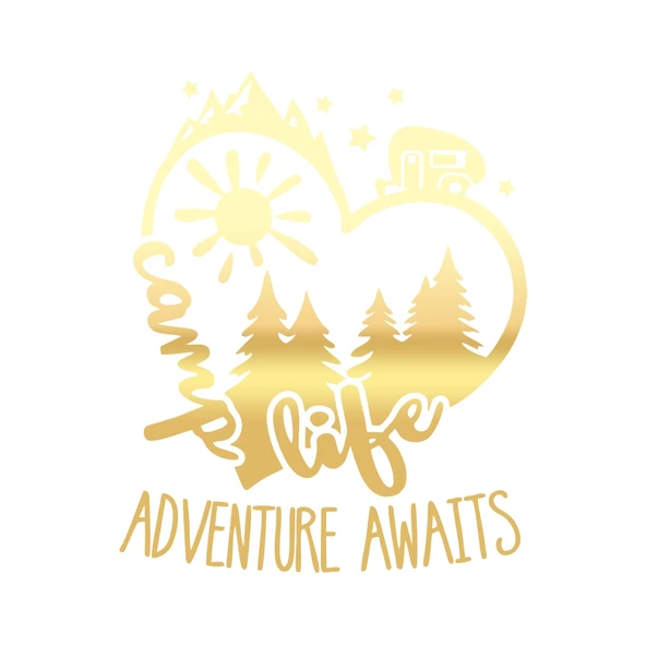 Camp Life Sticker 17x17 Cm Gold ürün görseli 1