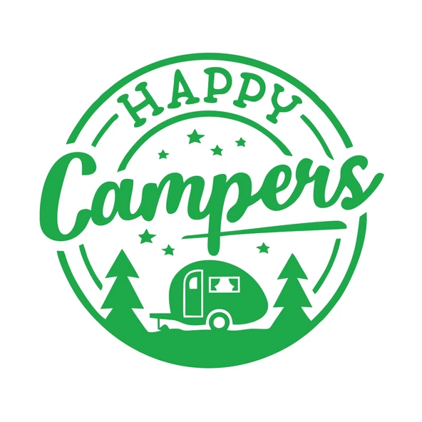 Happy Campers Sticker 17x17 Cm Yeşil ürün görseli 1