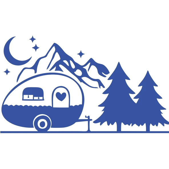 Karavan Dağlar Sticker 17x17 Cm Mavi ürün görseli 1