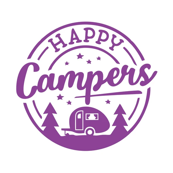 Happy Campers Sticker 17x17 Cm Mor ürün görseli 1