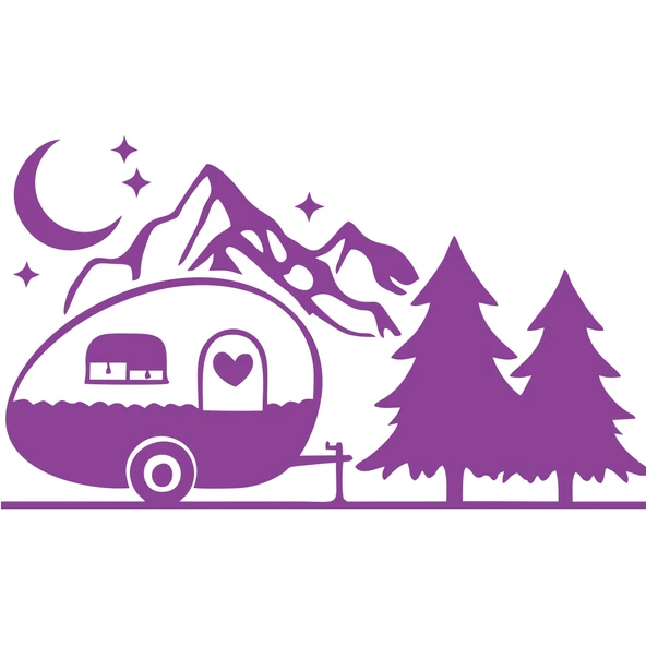 Karavan Dağlar Sticker 17x17 Cm Mor ürün görseli 1
