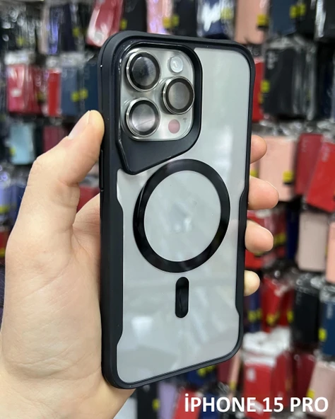 İphone 15 Pro T-Max MagSafe Uyumlu Siyah Silikon Kılıf ürün görseli 1