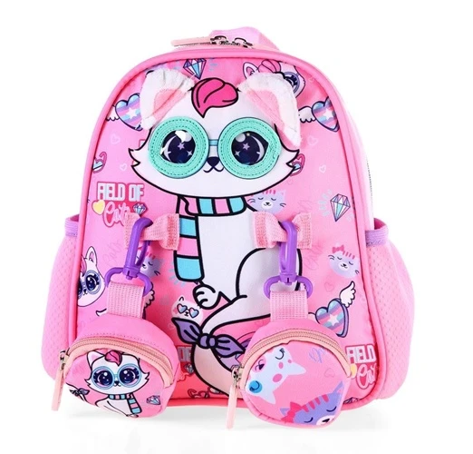 Ccskids Anaokulu Çantası Kedili Pembe Kod:51755 Okul Çantası ürün görseli 1