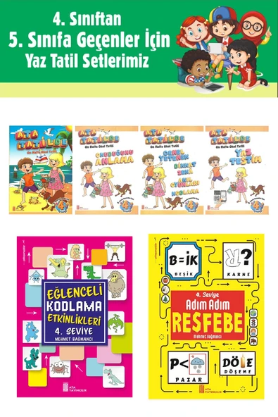 4.Sınıftan 5.Sınıfa Geçenler İçin Ata Tatilde Seti +Kodlama+Resfebe ürün görseli 1