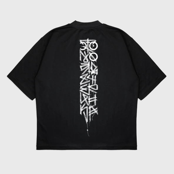Oversize 'Half Tee Fabric ' Baskılı Bisiklet Yaka T-Shırt ürün görseli 1