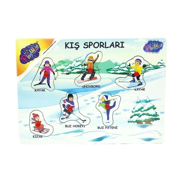 Ahşap Tutmalı Kış Sporları Yapboz ürün görseli 1