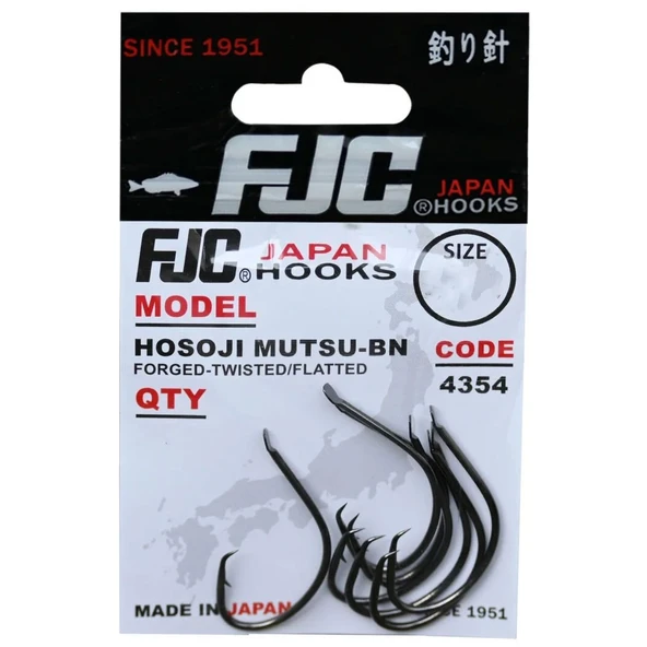 FJC FJC4354 Hosoji Mutsu Black Nickel Çember Olta İğnesi  2 No - 14 Adet ürün görseli 1