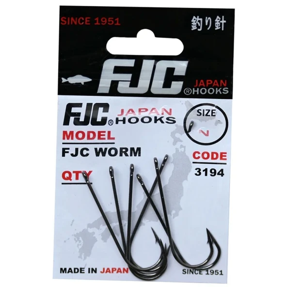 FJC FJC3194 Worm Black Nickel Tekli Olta İğnesi  2/0 No - 5 Adet ürün görseli 1