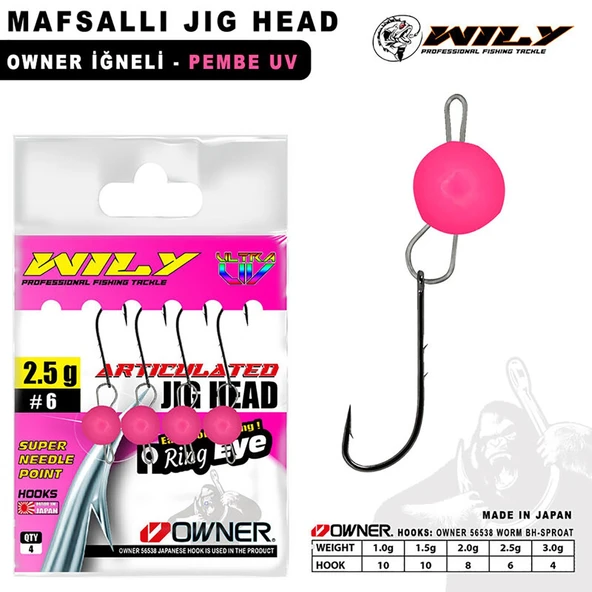 Wily Mafsallı Jig Head 4 Adet Owner İğneli - Pembe  3 gr - 4 No ürün görseli 1